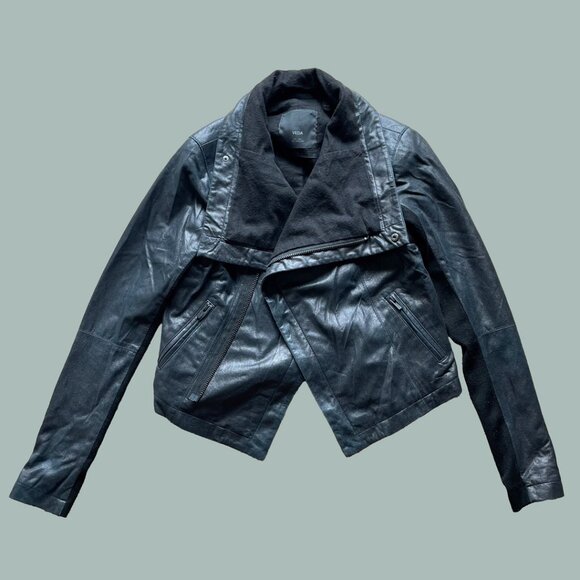 Veda Max Classic Leather Jacket in navy / black – S - Picture 1 of 9